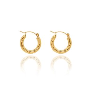 Braided Hoop Earrings 18K Gold Plated • Waterproof Non-Tarnish 316L Stainless Titanium Steel Hypoallergenic Fashion Earring For Women ER405