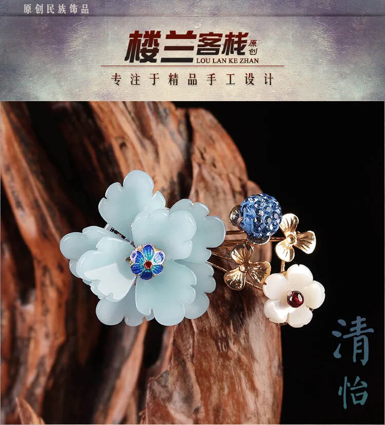 Chinese Style Pipa Shape Corsage High-Grade Pin Anti-Glare Brooch