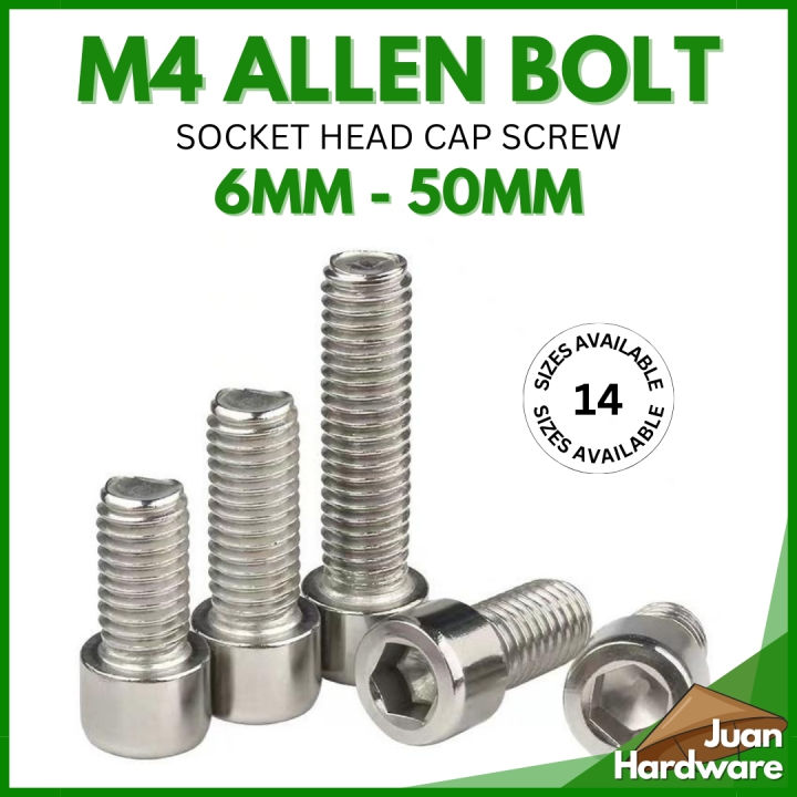 (10 PCS) M4 Allen Bolt Stainless Steel 4mm Thread Socket Head Cap Screw ...