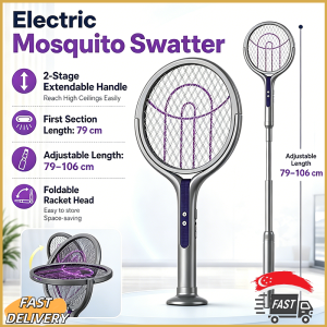 [SG Ready Stock] Electric Mosquito Swatter retractable Replaceable handle Type C charging Applicable for indoor use