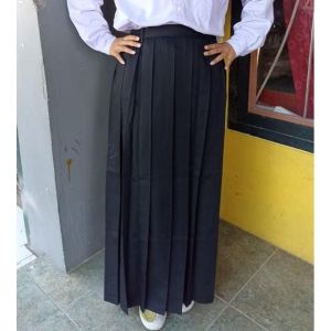 Rok Rempel SMA/SMP/MTS Panjang Biru Dongker Hitam Cokelat Bahan Twist Premium