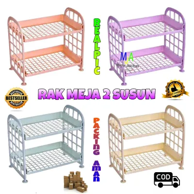 PROMO (BISA COD) RAK SUSUN PLASTIK 2 TINGKAT Mini Serbaguna - Rak Meja Multifungsi