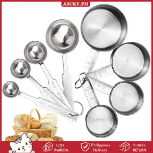 Stainless Steel Measuring Cups and Spoons Set Deluxe Premium Stackable Tablespoons Home Tools Kitchen Accessories