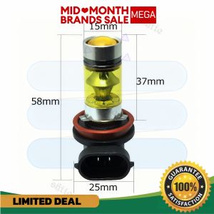 2Pcs H11/H8 LED Fog Light Bulbs – 4300K 100W 1500LM Super Bright DRL Waterproof