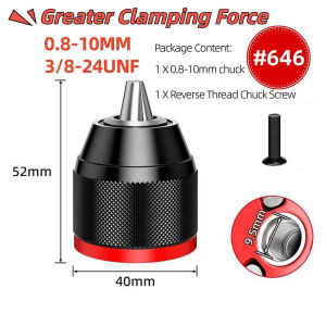0.8-10mm(3/8-24UNF) Keyless Drill Chuck Mount 1/2-20 Clamping Capacity 2-13mm with Radial Locking