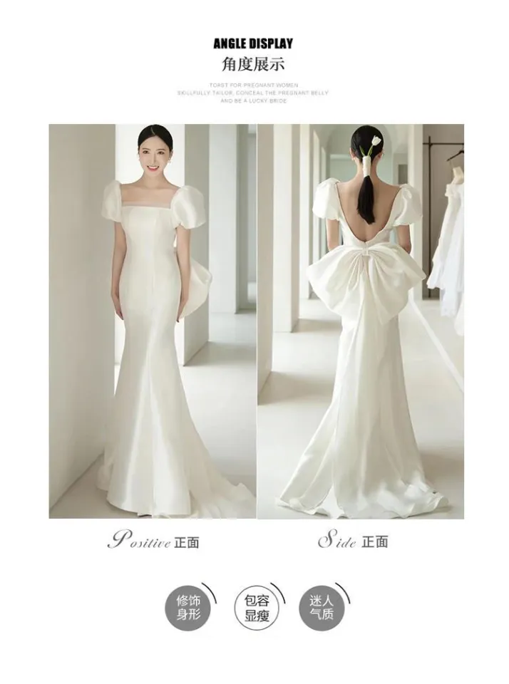 Glary Star Wedding Dress Court Style Bridal Travel Simple Evening
