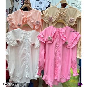 TW20893  เสื้อแขนยาว ระบาย คอบัว 2 ชั้น ..