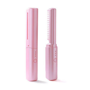 Luckin Mall Rechargeable Mini Hair Straightener Comb With 3 Heat
