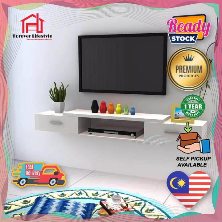 Wall Mounted TV with Drawers Design B (White) Lazada