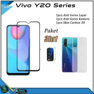 Paket 3in1 Tempered Glass VIVO Y20 Y20i Y12s Y20s Y20S G Y21 Y21s Y12 Anti Gores Kaca Full Layar