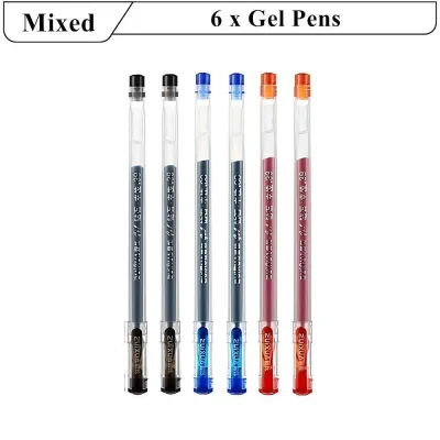 ปากกาเจล หัวเพชร 0.38mm (6 ด้าม) เขียนลื่น หมึกเยอะ สีน้ำเงิน/ดำ/แดง สำหรับนักเรียน ออฟฟิศ