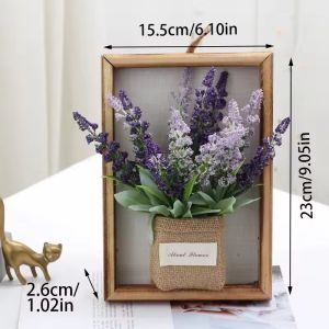 Keranixy Faux Flowers Wall Decor 3D Hydrangea Photo Frame Wall Hanging Pastoral Imitation Hoom Office Decoration