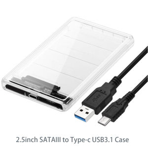 GUDGA 2.5 inch Transparent USB 3.1 to SATA III SSD Enclosure - Type-C External Box for 2TB SSD