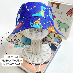 ByKiddos - Topi Bucket Tali Bordir Good Lucky / Topi Anak Laki laki dan Perempuan / Topi Bayi Warna Warni Lucu