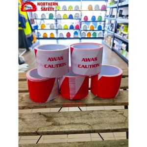 Zebra Red White Merah Putih Warning Caution Tape / Awas Tape 3" x 50 Meter