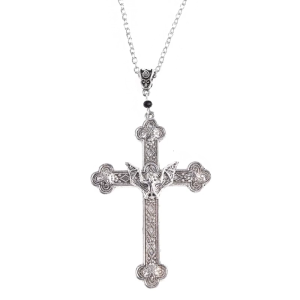 European American Hip-hop Punk Exquisite Crucifix Bat Choker Necklace Retro Religious Christian Faith Collar Mens Jewe