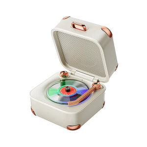 Classic Vintage Bluetooth Speaker Retro Hifi Music Vinyl Record Player Design Soundbar Colorful Ambient Light with Mic