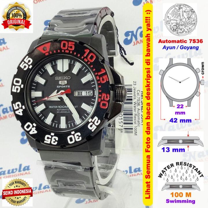 Seiko Sports SNZF53K1 Automatic Black Monster Jam Tangan Pria