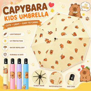 Kids Umbrella Capybara Cartoon Compact UV Block Wind Resistant Travel School Gift