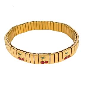 Trendy Cherrys Strawberry Design Adjustable Bracelet Italian Craftsmanship Comfortable for Women Girls