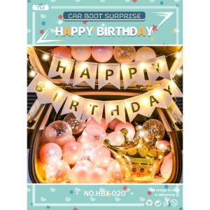 5 Styles Car Boot Trunk Surprise Happy Birthday Love Balloons LED Lights Decoration Pack Party Balloon Set Romantic Valentines Day Marriage Proposal Propose Wedding Anniversary