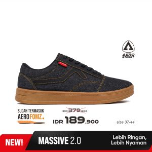 Aerostreet 37-44 Massive Low 2.0 Gum Black Denim - Sepatu Sneakers Casual