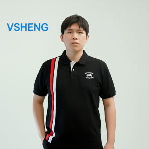 VSheng Big Size Polo T Shirt For Men Collar Casual Plus Size Threadwork Cuff Man Tops