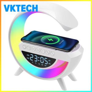 [Vktech]Bluetooth-Compatible Speaker Atmosphere Night Light 13 Light Modes Bedside Alarm Clock Lamp G Shaped for Home Office