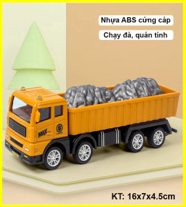 Đồ chơi xe tải chở đá kèm 2 cục đá bằng nhựa ABS cứng cáp an toàn chạy đà quán tính kích thước lớn