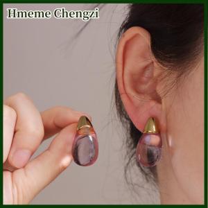 Hmeme 1Pair Minimally Colored Transparent Water Droplet Resin Earrings Fashion Design Sense Women Earring Jewelry Accessories Gifts