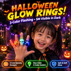 Halloween Glowing Ring LED Light Up Rings Toys Horror Pumpkin Ghost Spider Finger Rings for Kids Trick Party Supplies Party Gift