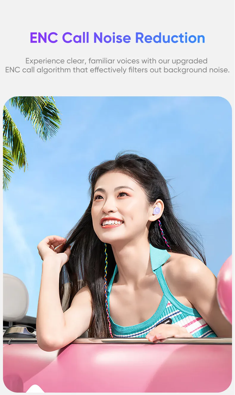 realfit F4 HiFi HD Bass หูฟัง Bluetooth 5.4 โทรชุดหูฟังบลูทูธไร้สาย ลดเสียงรบกวน ANC จับคู่ชุดหูฟังบลูทูธพร้อมไมโครโฟนอย่างรวดเร็ว