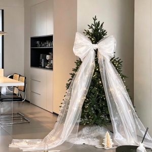 SIMPL Pearlescent Christmas Bow Ornaments multicolor Oversized Bowknot Ornament Holiday Decor Shiny Giant Bow Hanging Decoration Christmas Tree