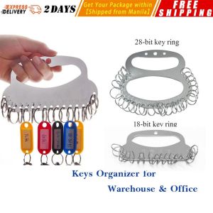 18/28-Bit Sliver Portable Key Plate Stainless Steel Key Plate Key Disk Key Ring Key Chain Hanging Keys Collector