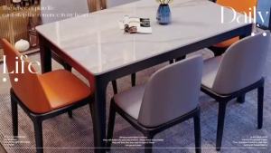 {SG Sales}Dining Tables and Chairs Set Household Eating Table Italian Minimalist Dining Table Home Solid Wood Stone Plate Dining Table Living Room Long Table and Chair
