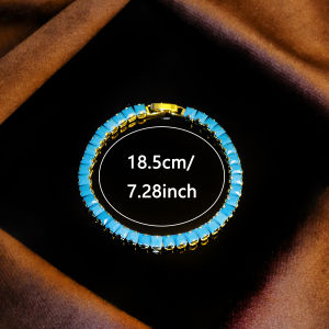 SEQUITO Classy Women Wrist Bracelet Gold Plated Link Bracelet Sky Blue AAAAA Cubic Zirconia Perfect for Everyday Wear Jewelry B376