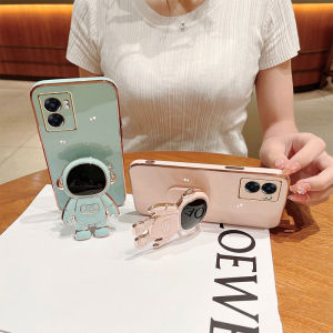 Phone case OPPO Reno10 Pro Reno10pro+ macaron colors plating design with astronaut shaped bracket soft Casing oppo Reno10 Pro Reno10pro+ Phone cover