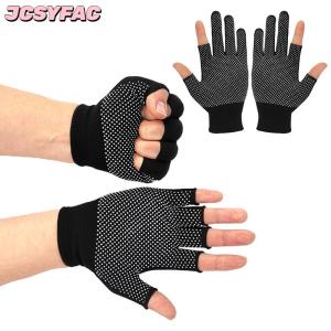 JCSYFAC Non-Slip màn hình cảm ứng găng tay Nylon người đàn ông Phụ nữ mùa hè ngoài trời cưỡi thể thao thể dục thoáng khí chống trượt Kem Chống Nắng Nửa Ngón tay găng tay