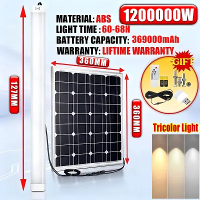 Solar Light Indoor Light 120000W Tube Light IP67 Waterproof Ceiling Light Tricolor Light With Panel