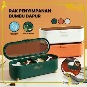 ONE-C860 Tempat Bumbu Dapur Serbaguna Wadah Bumbu Seasoning Storage Box Termasuk Sendok / Rak Kotak Tempat Penyimpanan Bumbu Dapur Minimalis