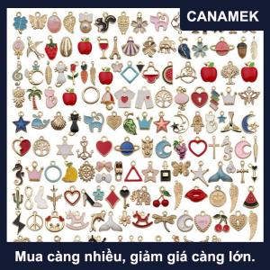 【CANAMEK】 Mặt dây chuyền hạt charm tráng men hình hoa động vật tự làm vòng tay trang sức thủ công