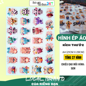 [Sticker ủi nhiệt Premium] - Hình ảnh dễ thương cho trẻ em D5 khổ A4