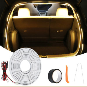 4M Car Boot LED Light Strip Dynamic Flowing Trunk Tailgate Atmosphere Lamp Flexible Silicone Automatic Sensing Easy Installation White Warm White for SUV Truck