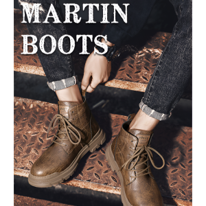 Sneakers Non-slip Fashion Mens Big Head Shoes Teenagers Thick-soled Work Shoes Leather Boots Youth