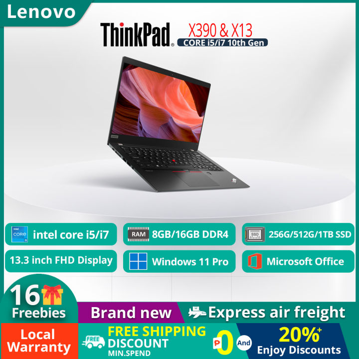 Lenovo ThinkPad X13 X390 Ultrabook Laptop FHD Intel i5 i7  16GB RAM 512GB 1TB SSD Win11 Pro MS Office 2024 Business Laptop 