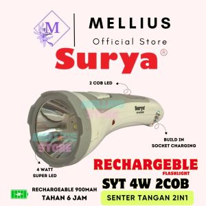 Senter Tangan 2 in 1 Surya SYT 4 Watt + 2 Watt COB LED Hemat Energi Isi Ulang USB Rechargeable Cas 900 mAh Tahan 6 Jam LED Super Terang Sorot Cahaya Jauh Outdoor Lentera Camping Mancing Flashlight Emergency Mati Lampu 2in1 4w + 2w LazMellius Store Cod
