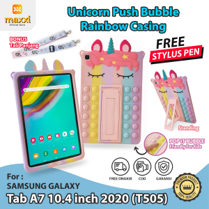 Samsung Tab A7 10.4 inch 2020 T505 T500 Unicorn Push Bubble Kid Case Anak Casing Kesing Karakter Lucu Cover Stand Tali