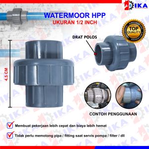 WATERMUR WATERMOOR POLOS PVC 1 - 1/2 - 3/4 INCH  WATER UNION SOCKET SAMBUNGAN DRAT PIPA-1 PCS