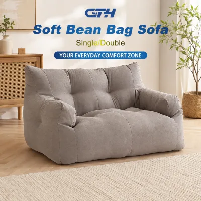 CTH Lazy Sofa Bean Bag Chair Full Set with EPS Filling Single Double Seater Soft Kerusi Malas for Bedroom Living Room
