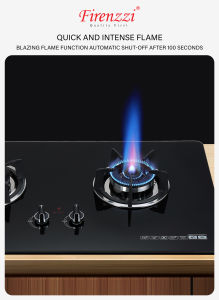 2024 NEW Blazing Flame 6kW + 9kW Firenzzi Flexi Size Gas Hob FGH-2197 Model with Lifetime Warranty on the Glass Panel